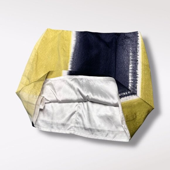 T Tahari Yellow Blue Mini Skirt Cotton Blend Size 14 - Picture 7 of 9
